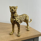 31.5cm Gold Standing Leopard Ornament - Resin