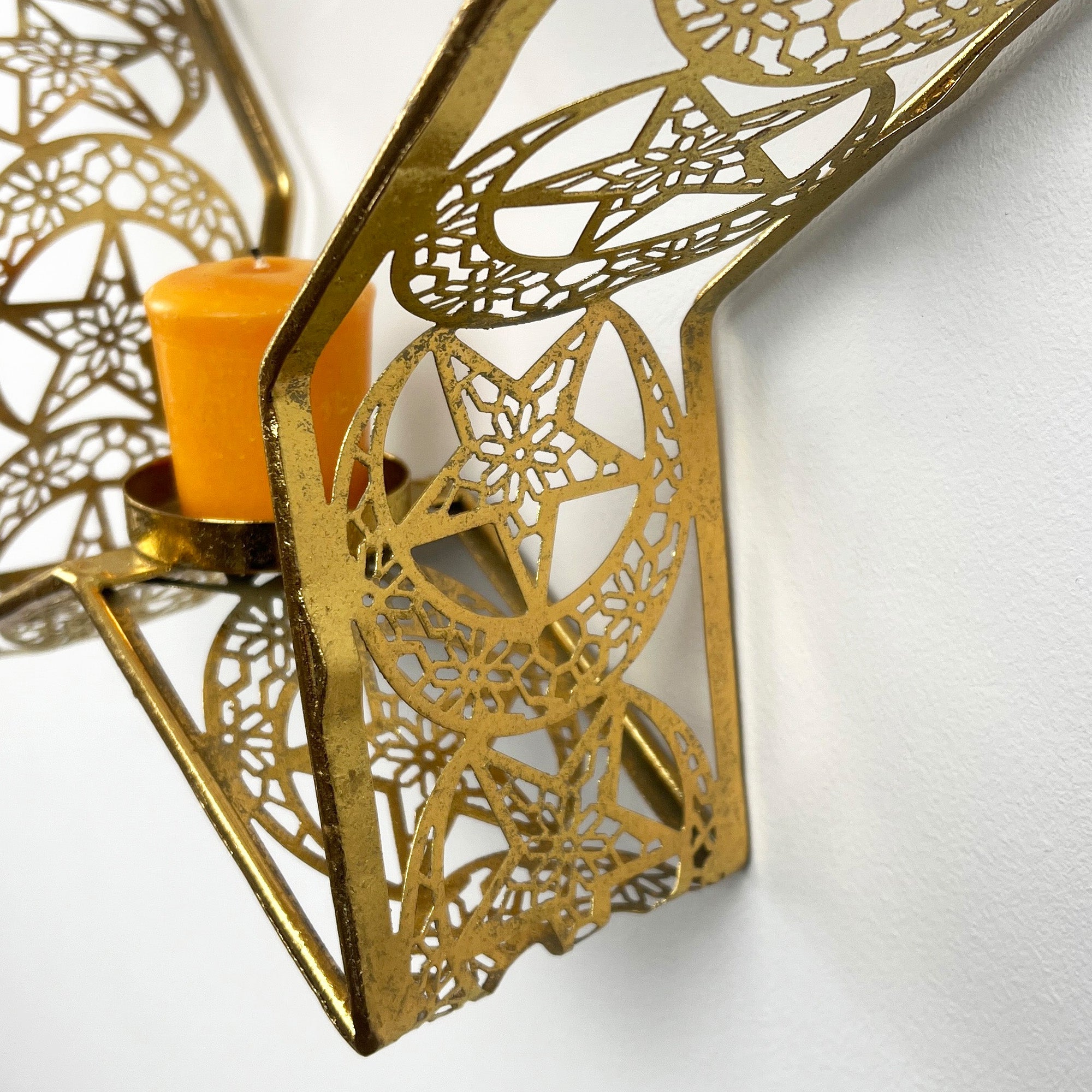 29cm Wall Mounted Gold Star Candle Holder – Metal