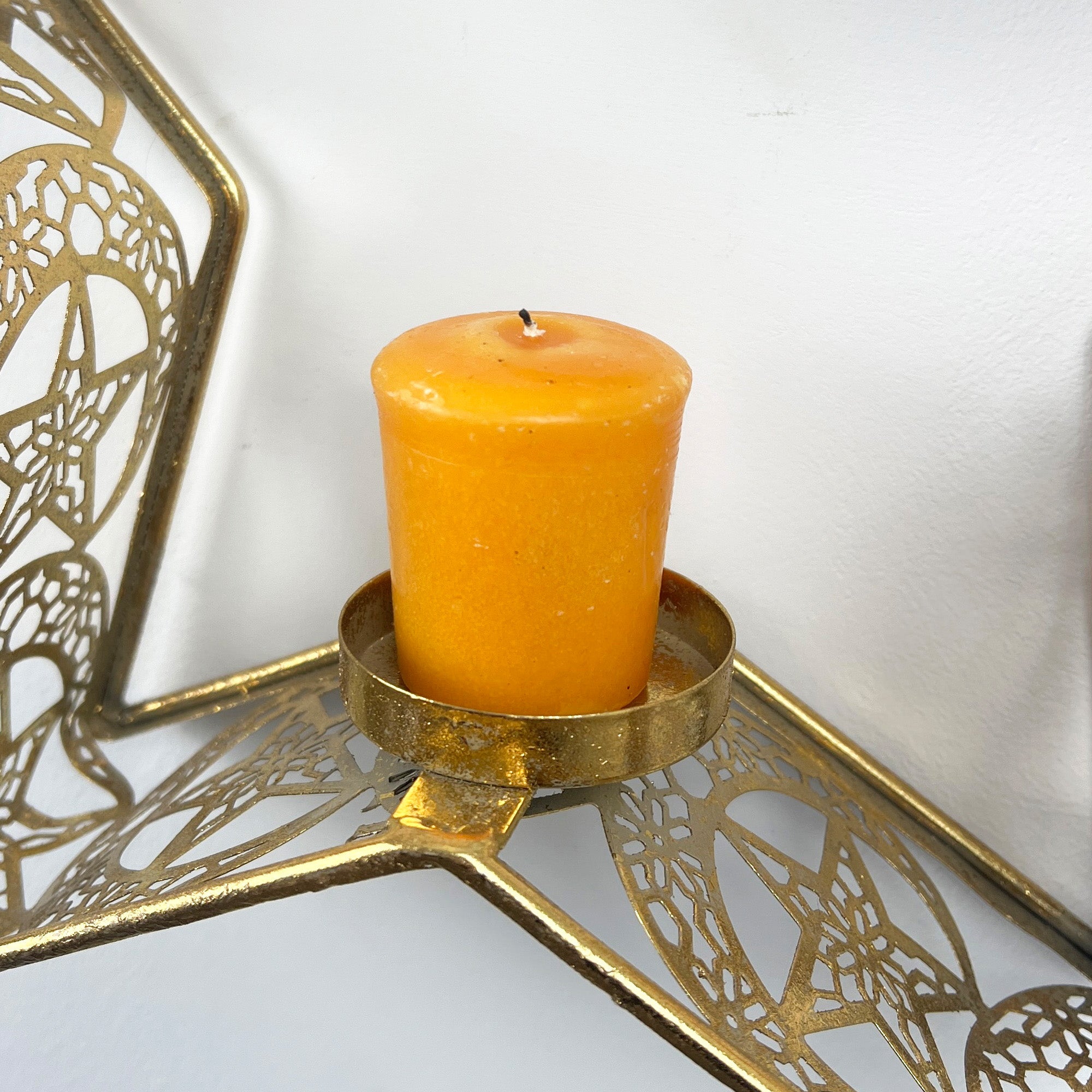 29cm Wall Mounted Gold Star Candle Holder – Metal