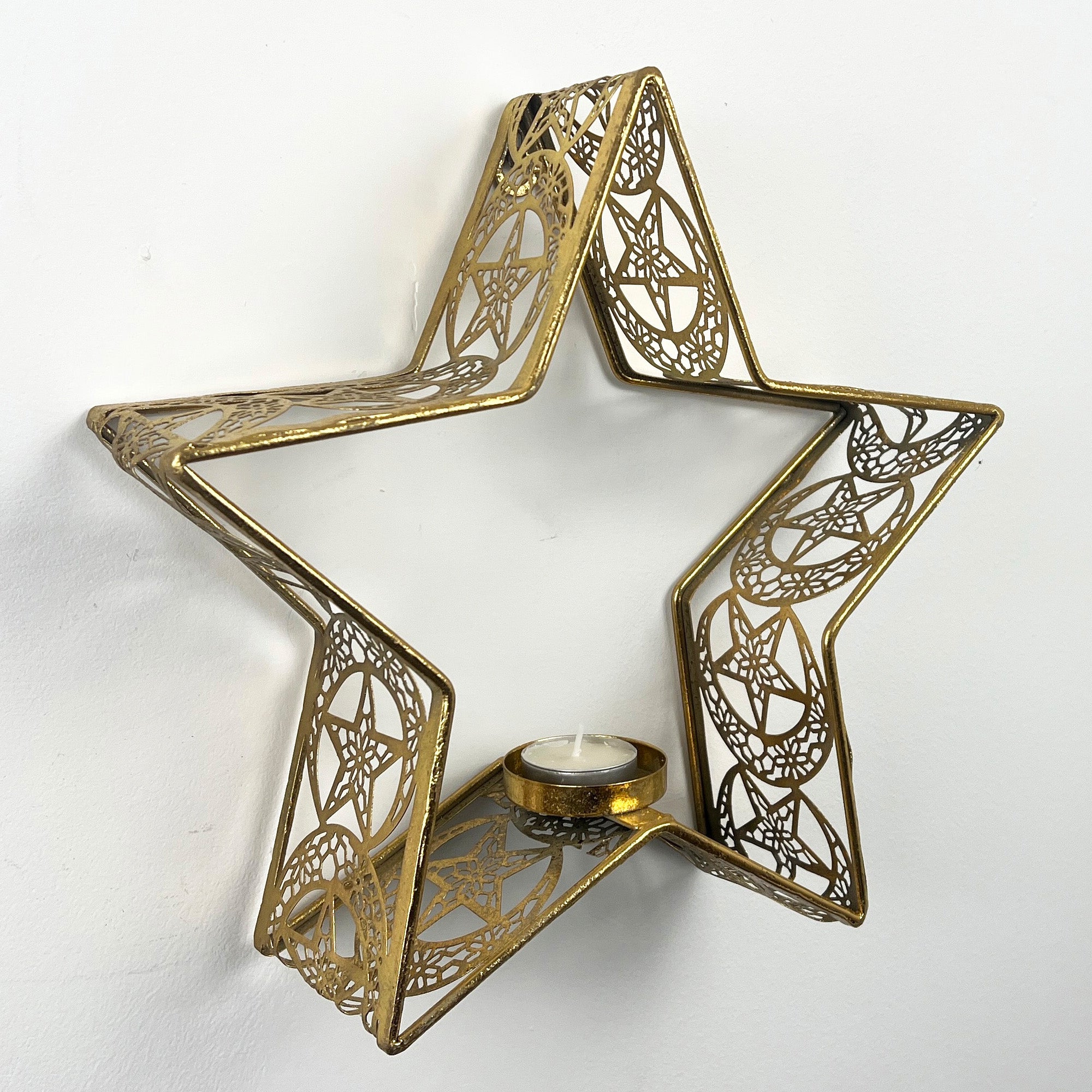 29cm Wall Mounted Gold Star Candle Holder – Metal
