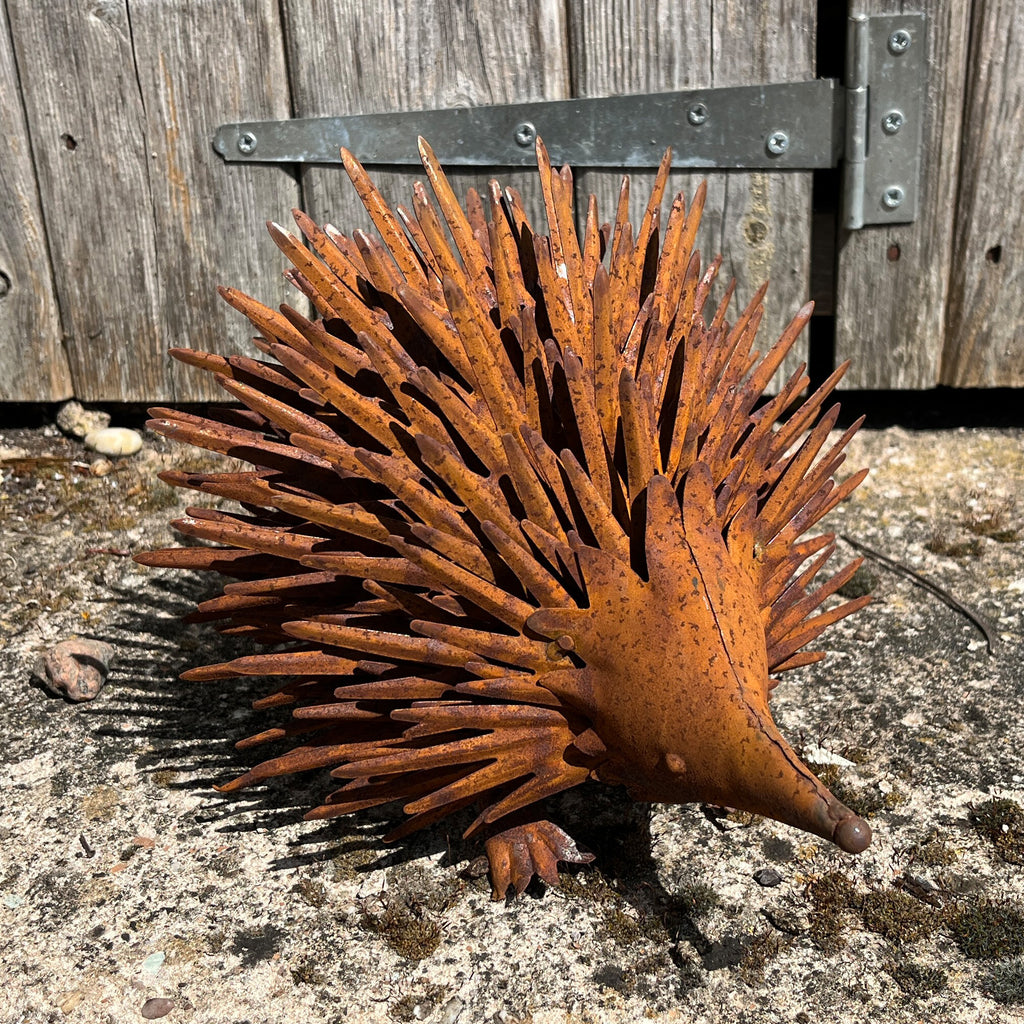 Rusty Hedgehog Garden Ornament - Metal