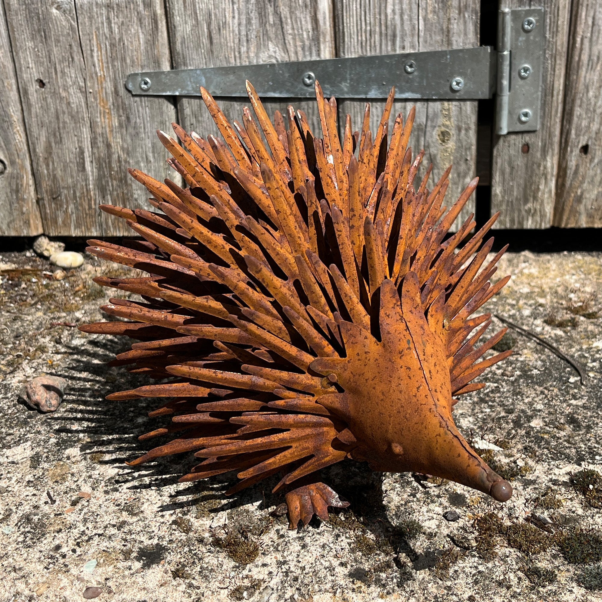 Rusty Hedgehog Garden Ornament - Metal