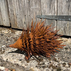Rusty Hedgehog Garden Ornament - Metal