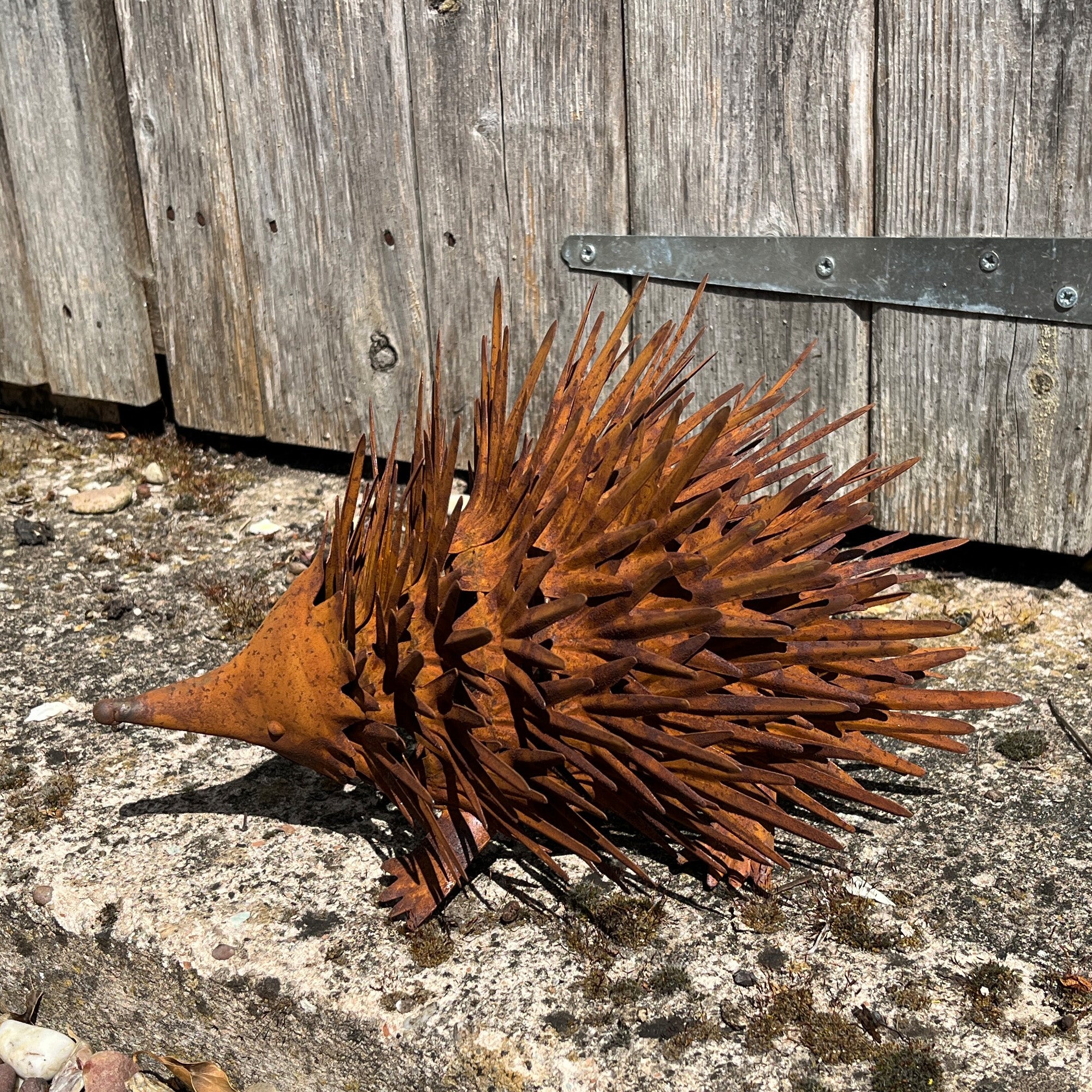 Rusty Hedgehog Garden Ornament - Metal