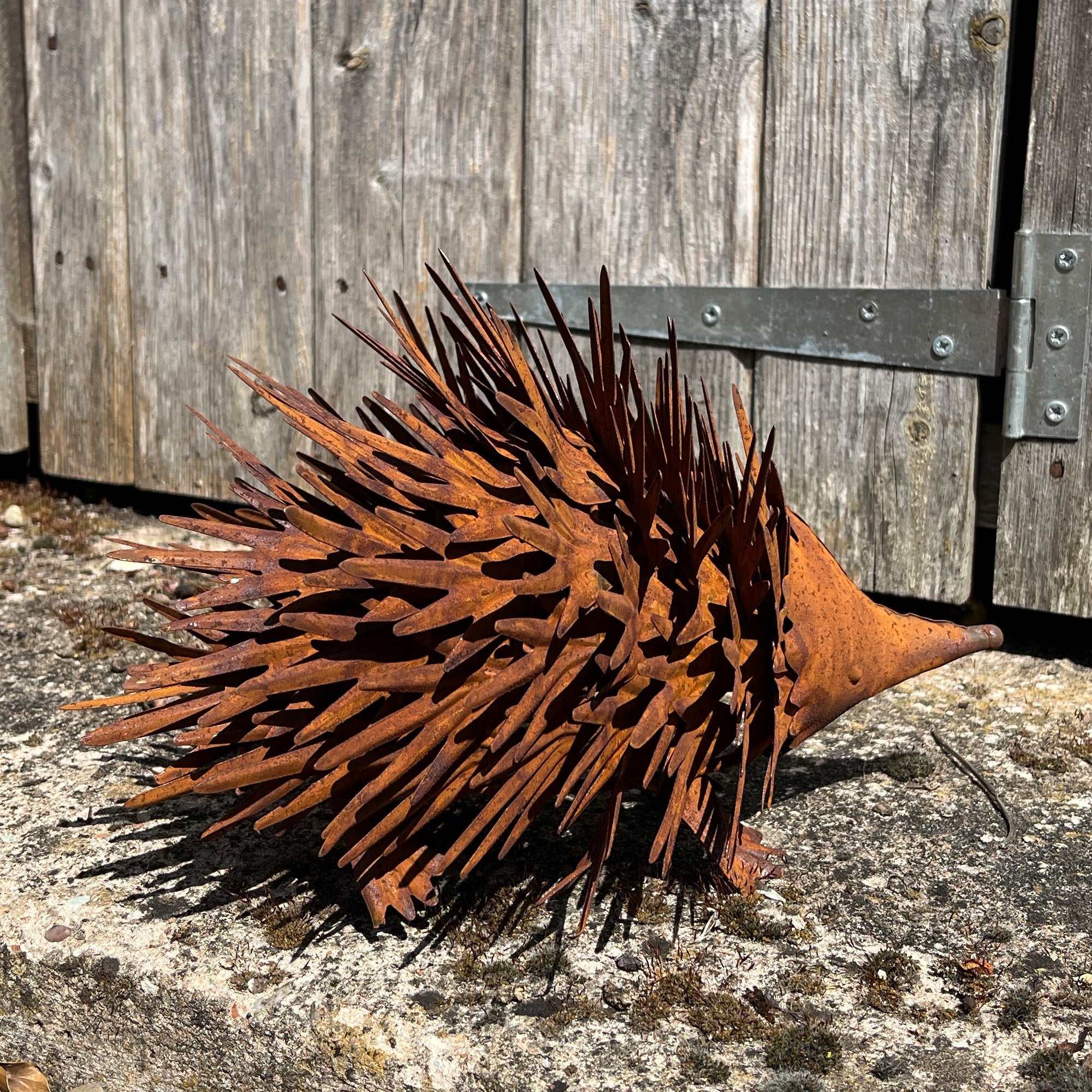 Rusty Hedgehog Garden Ornament - Metal