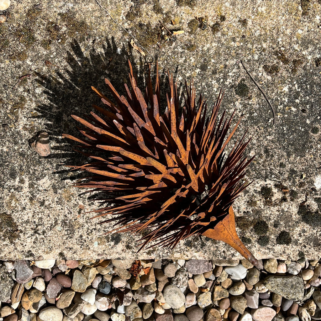 Rusty Hedgehog Garden Ornament - Metal