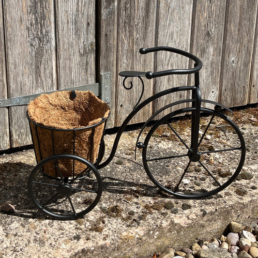 40cm Black Tricycle Plant Pot Planter - Metal