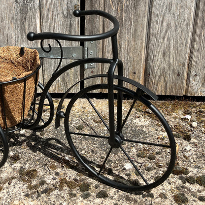 40cm Black Tricycle Plant Pot Planter - Metal