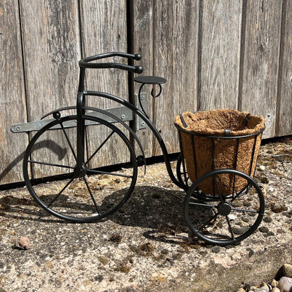 40cm Black Tricycle Plant Pot Planter - Metal