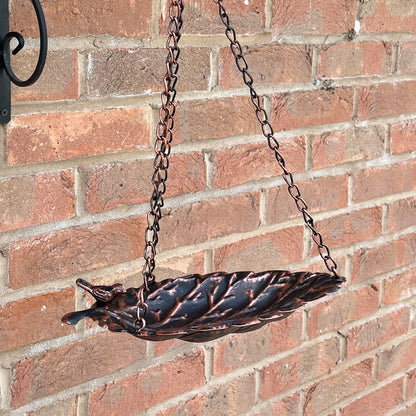 Bird on Leaf Hanging Bird Feeder - Metal