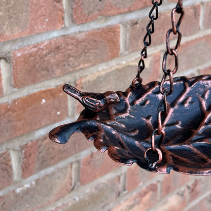 Bird on Leaf Hanging Bird Feeder - Metal
