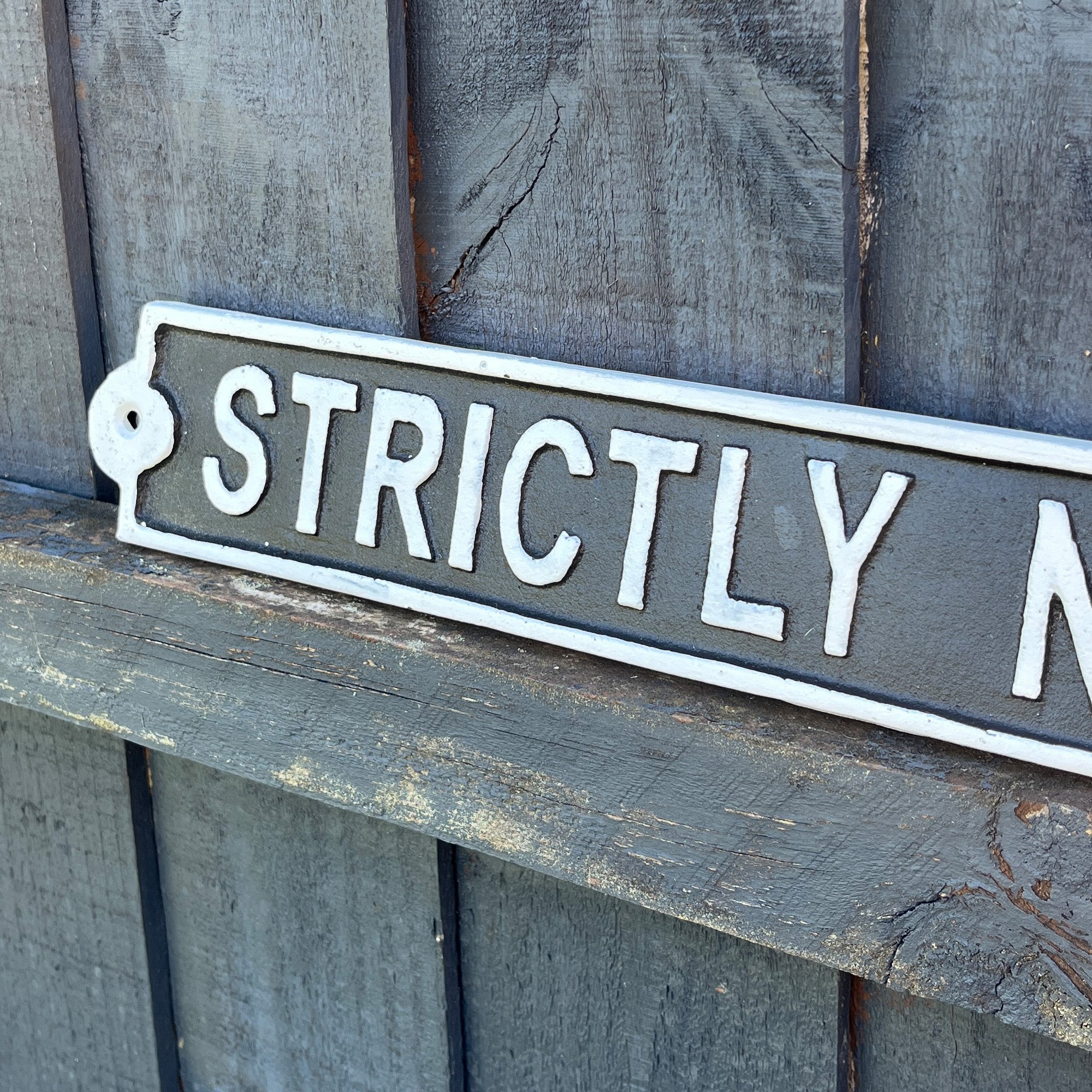 44cm 'Strictly No Twats' Funny Cast Iron Wall Sign