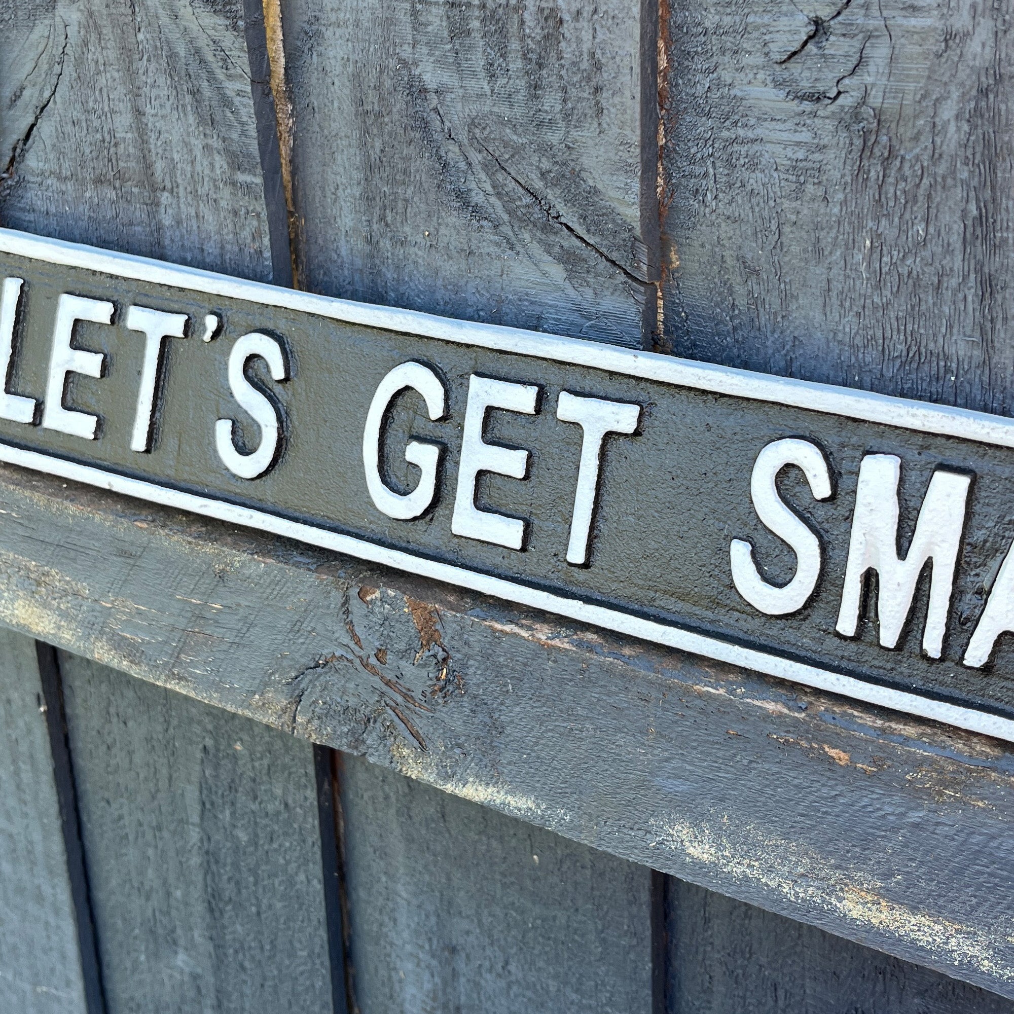 43.5cm 'Let's Get Smashed' Funny Cast Iron Wall Sign