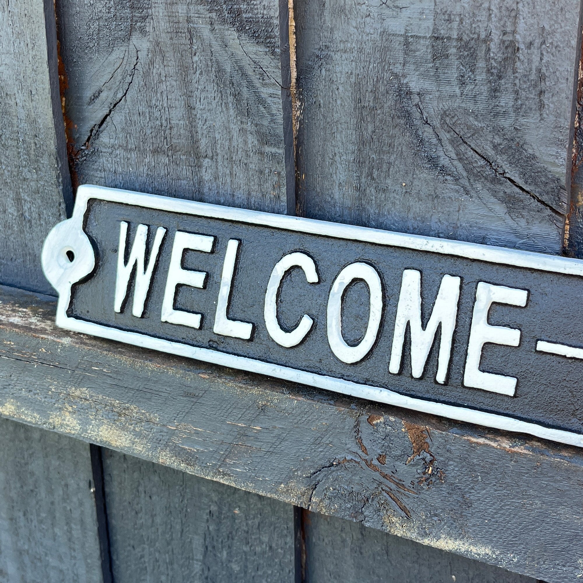 31cm 'Welcome-ish' Cast Iron Wall Sign / Plaque