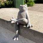 Resin Frog Garden Wall Ornament - Crossed Leg