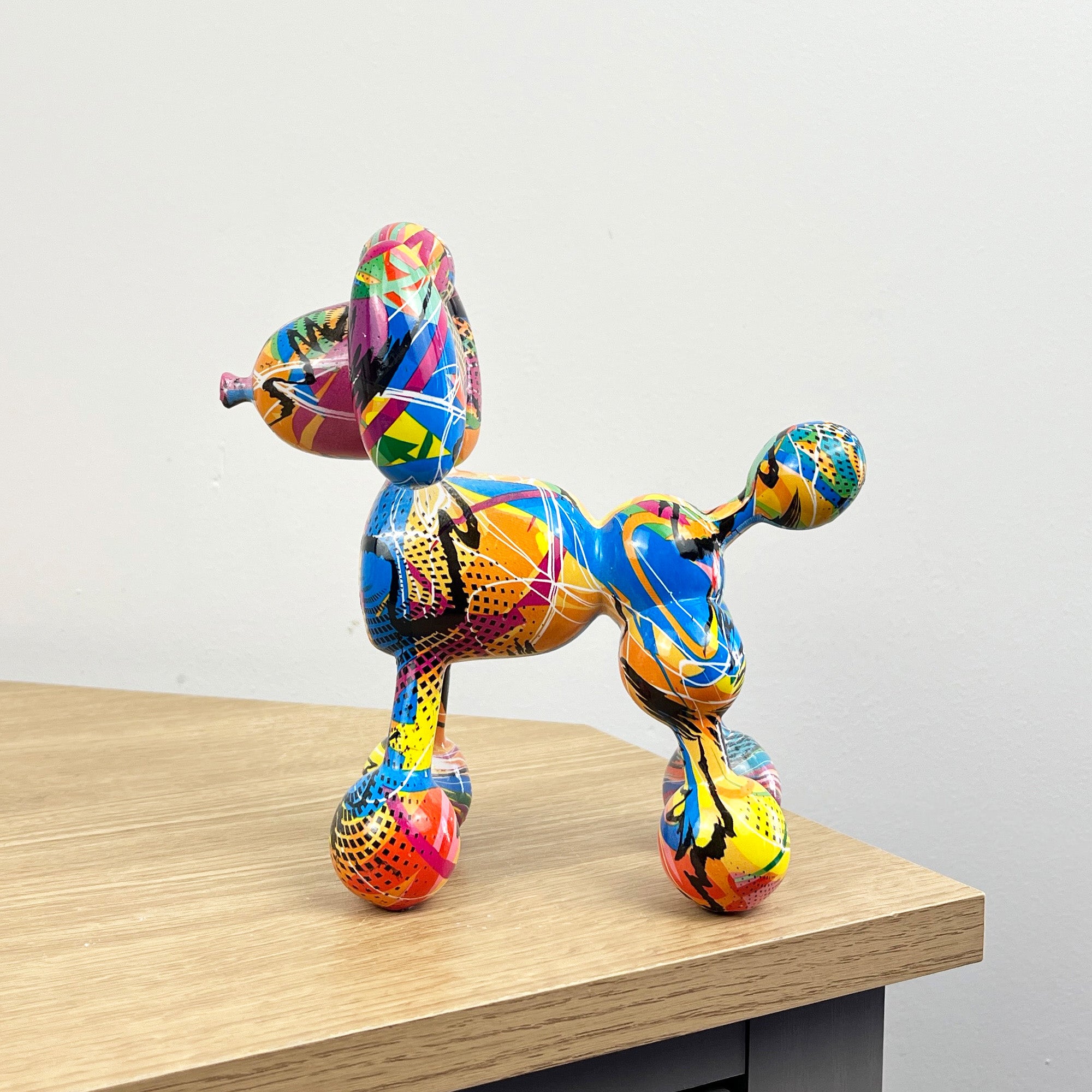 17cm Multi-coloured Poodle Balloon Dog Ornament / Sculpture - Resin