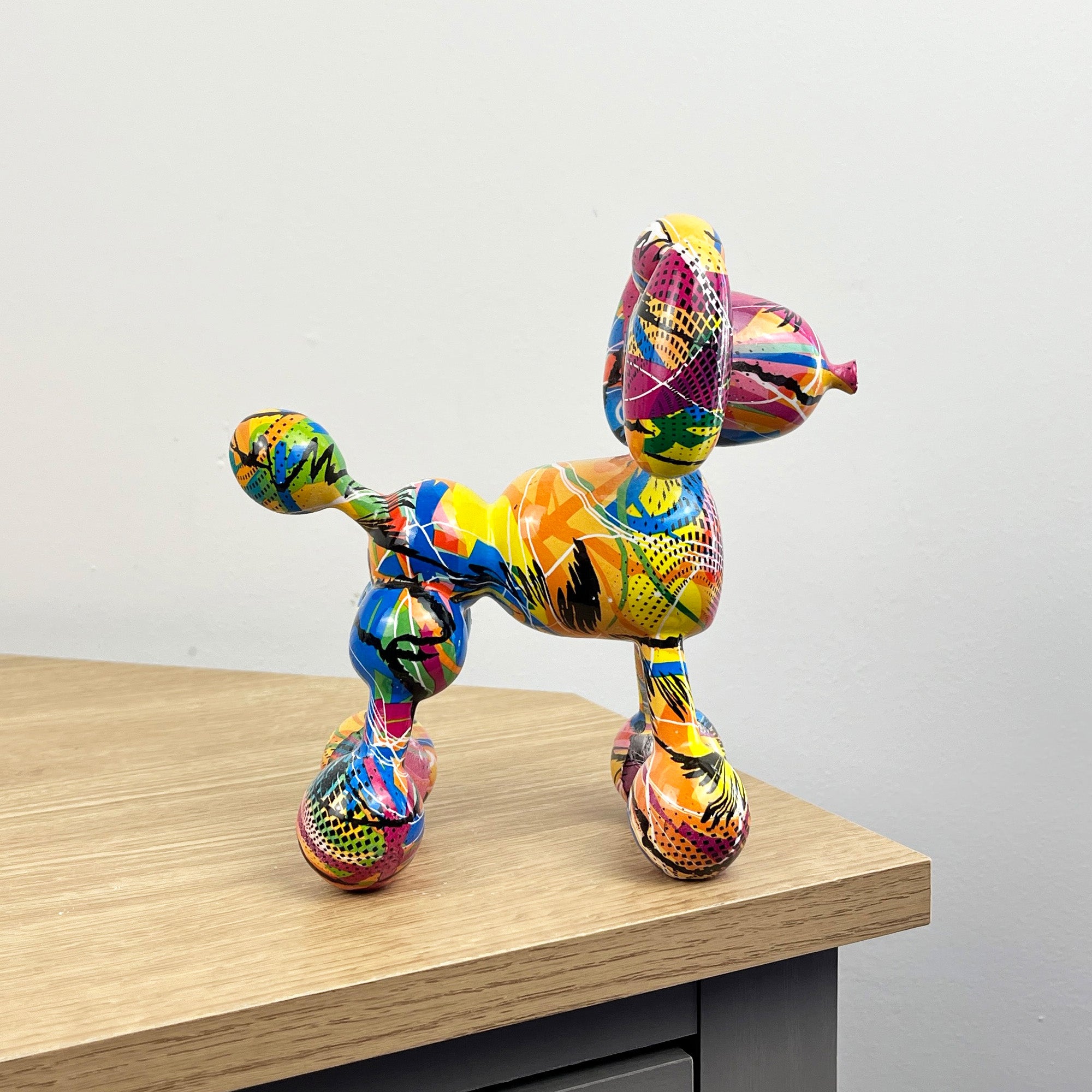 17cm Multi-coloured Poodle Balloon Dog Ornament / Sculpture - Resin