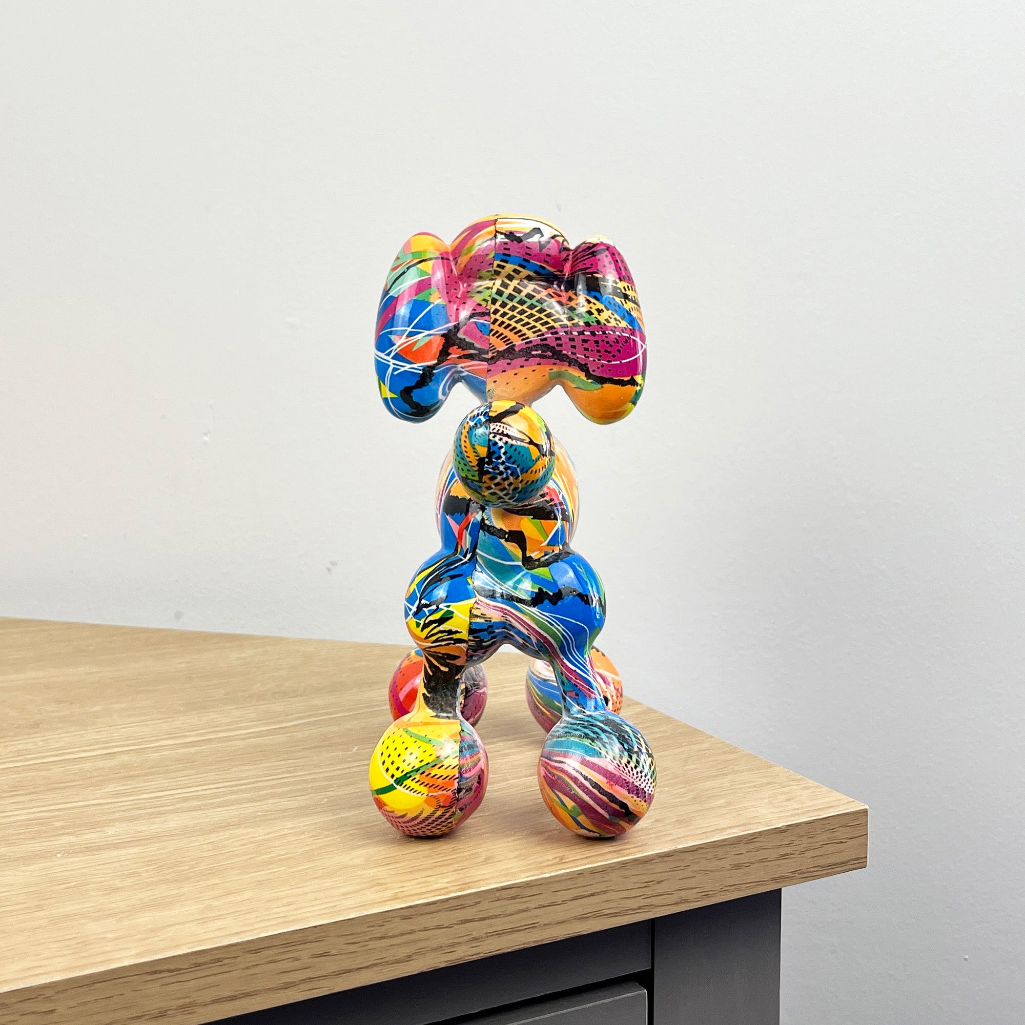 17cm Multi-coloured Poodle Balloon Dog Ornament / Sculpture - Resin