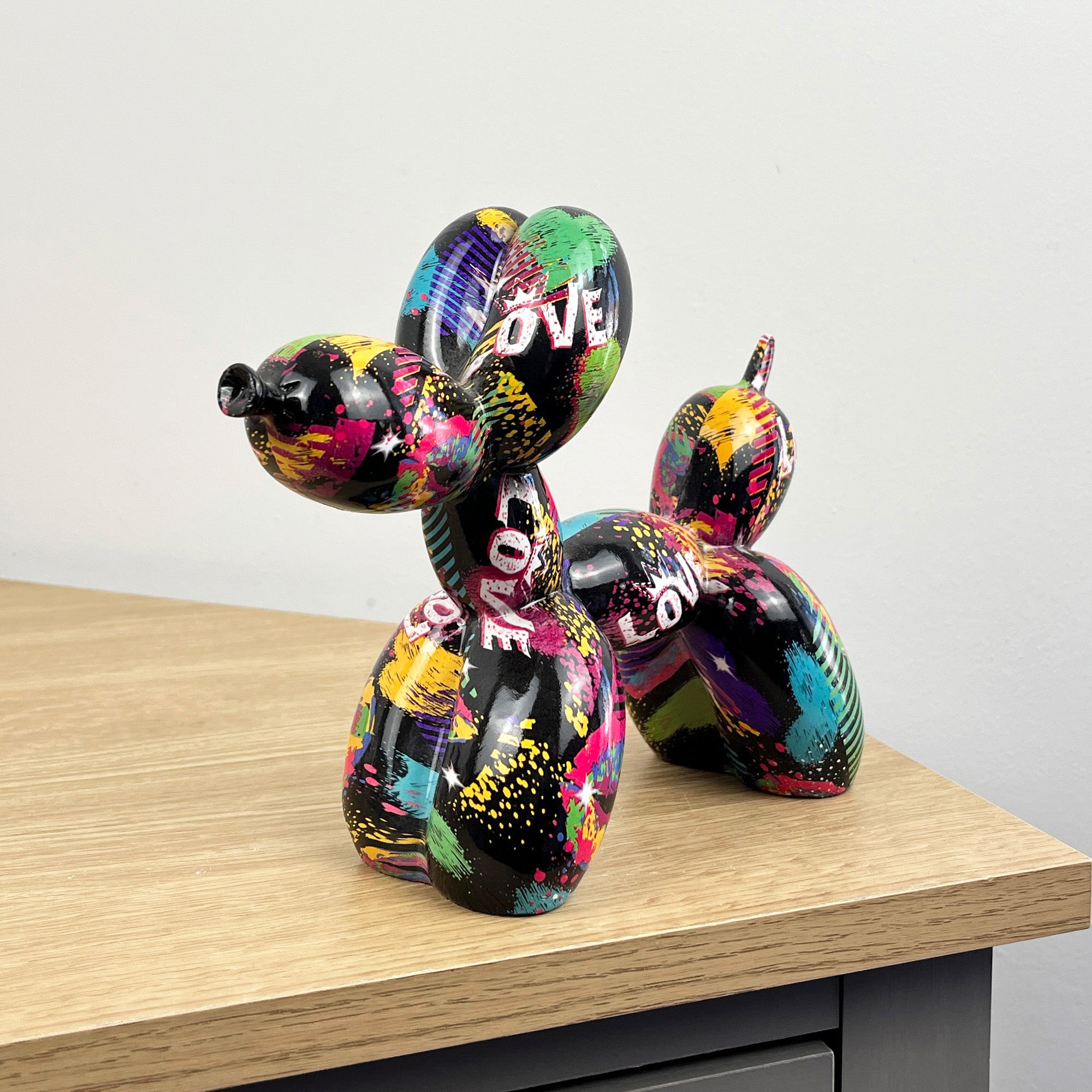 16.5cm Black LOVE Balloon Dog Ornament / Sculpture - Resin