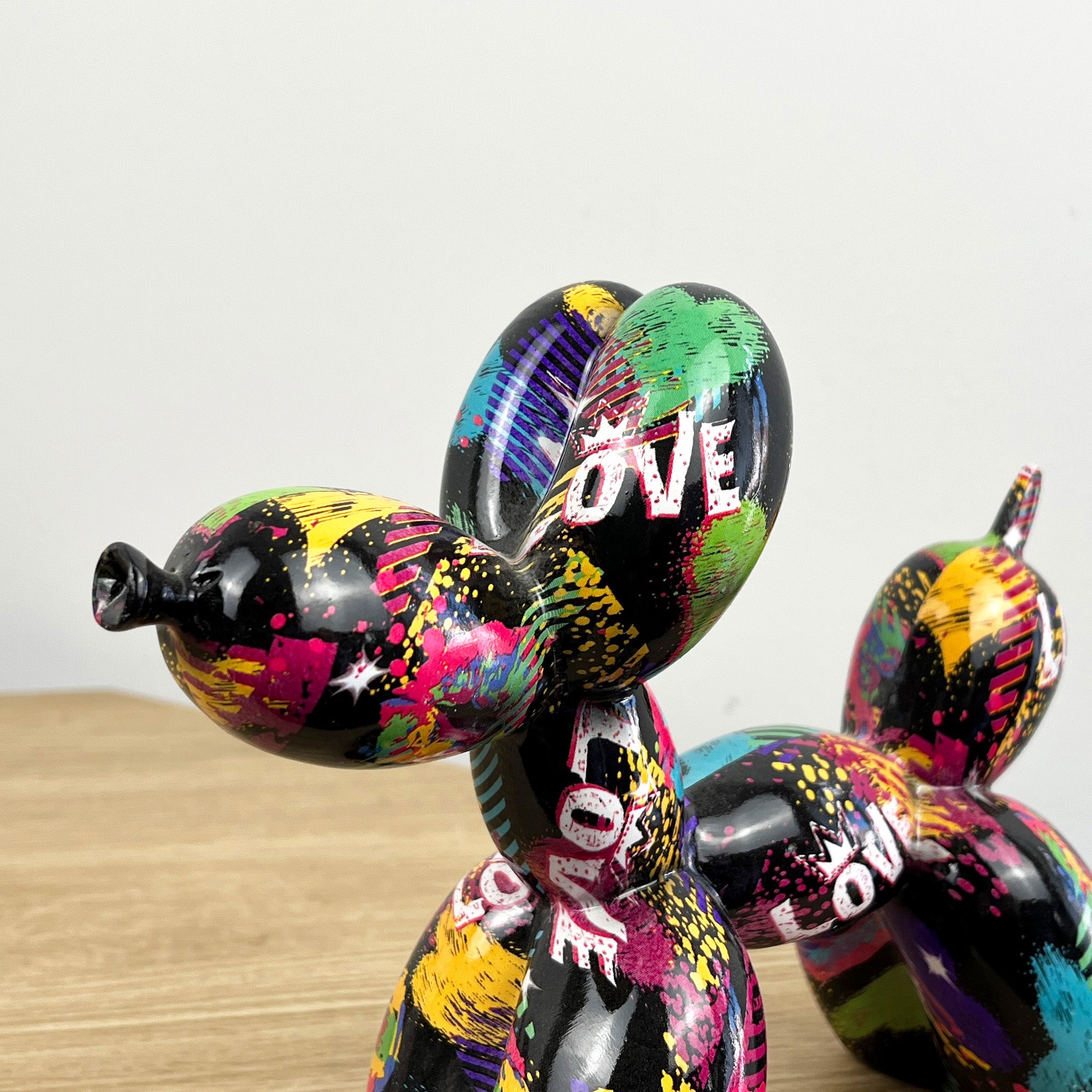 16.5cm Black LOVE Balloon Dog Ornament / Sculpture - Resin