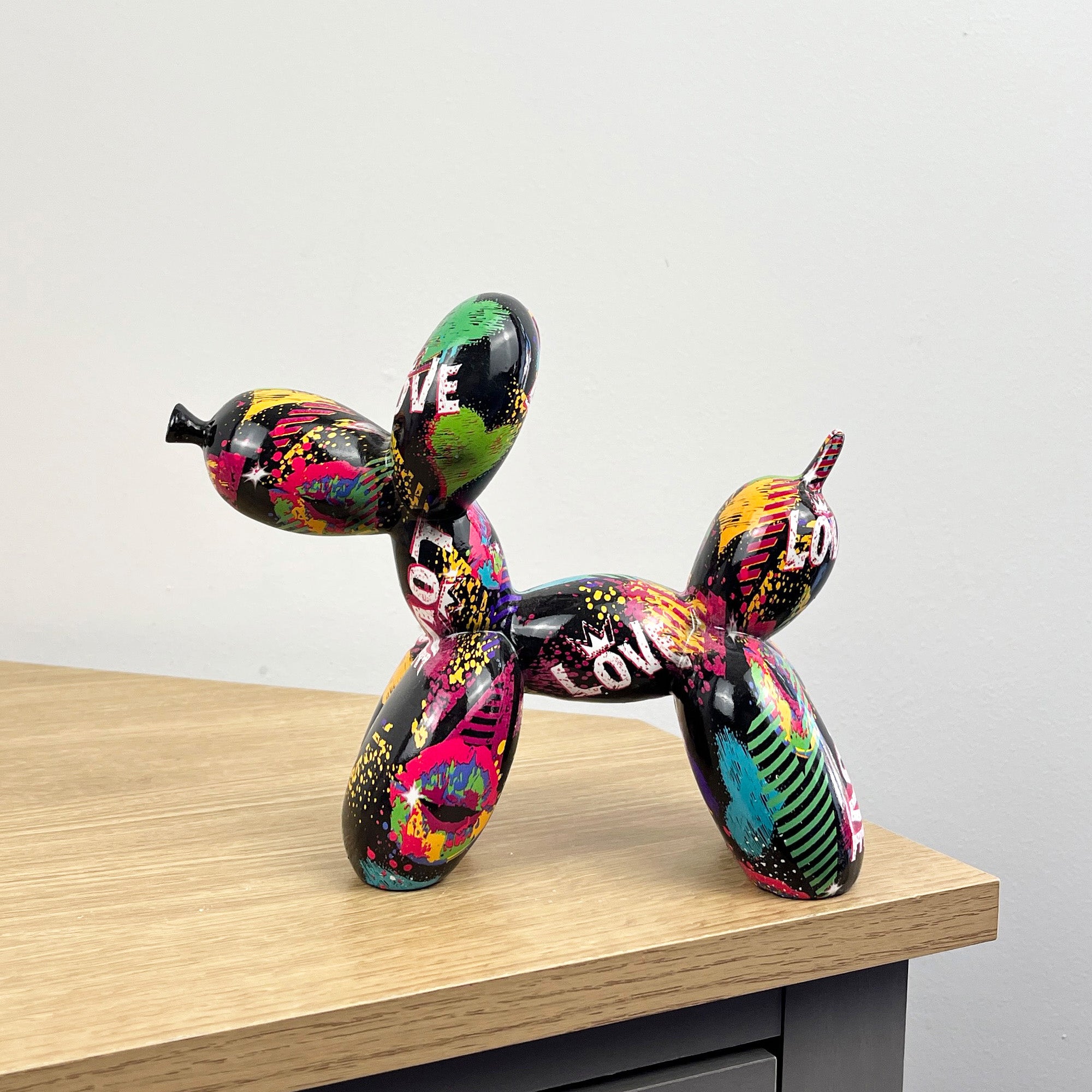 16.5cm Black LOVE Balloon Dog Ornament / Sculpture - Resin