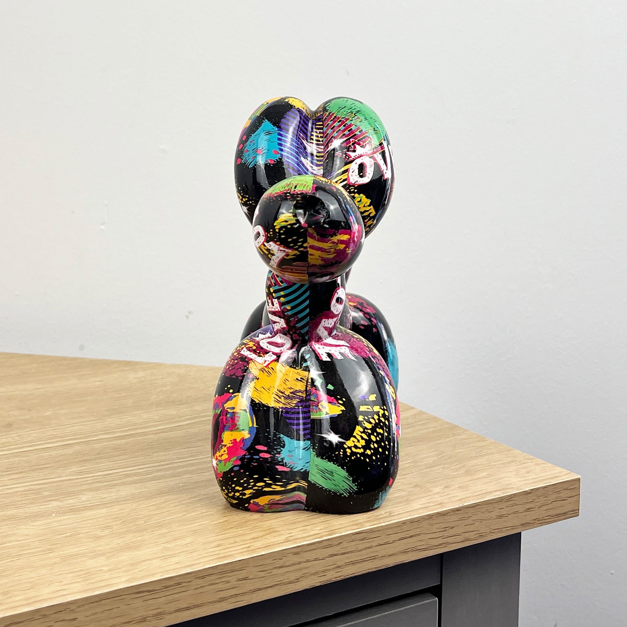 16.5cm Black LOVE Balloon Dog Ornament / Sculpture - Resin