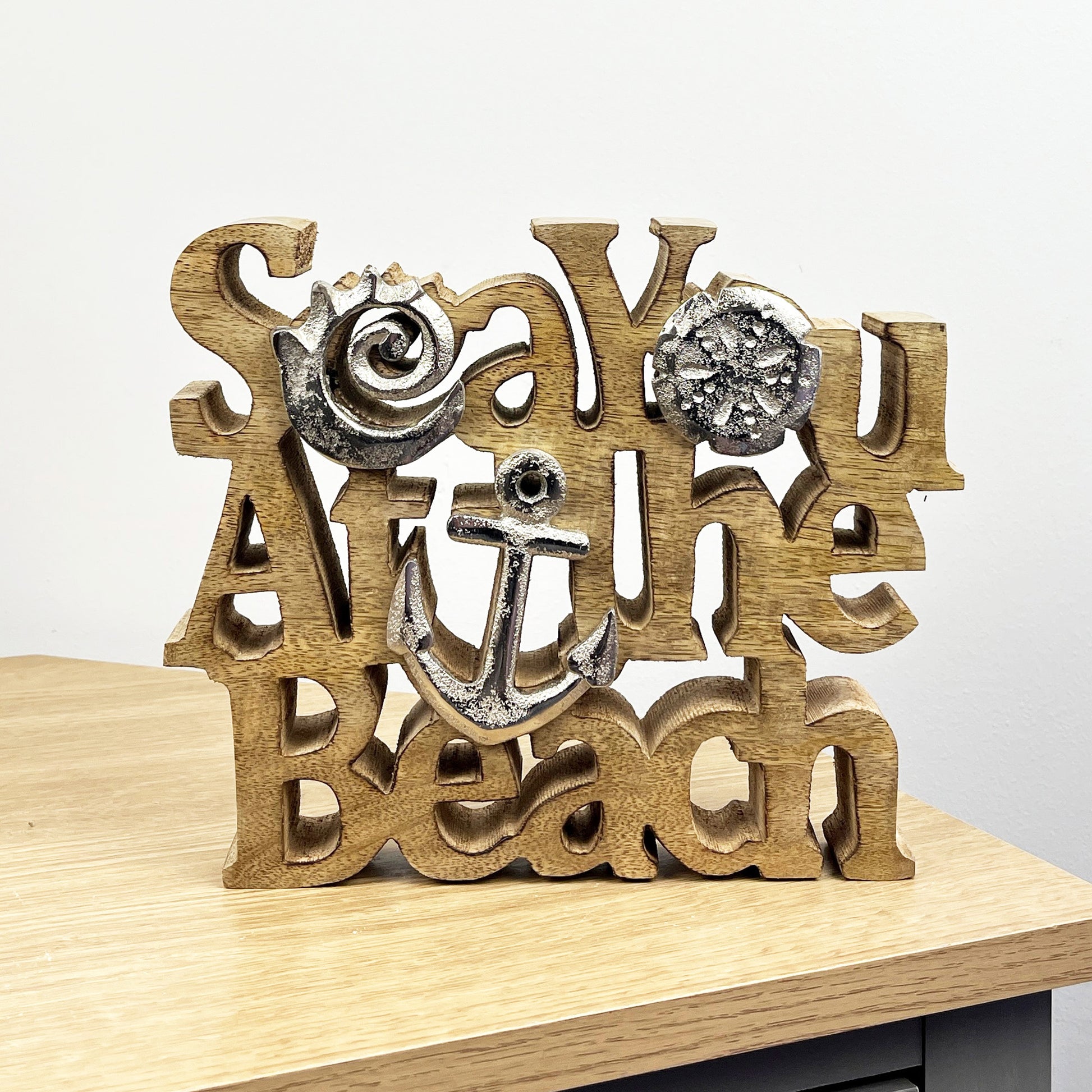 'Sea You at the Beach' Nautical Ornament / Plaque - Mango Wood