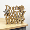 'Don't Worry Beach Happy' Nautical Ornament / Plaque - Mango Wood
