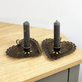 Set of 2 Floral Heart Heart Shaped Metal Candle Holders