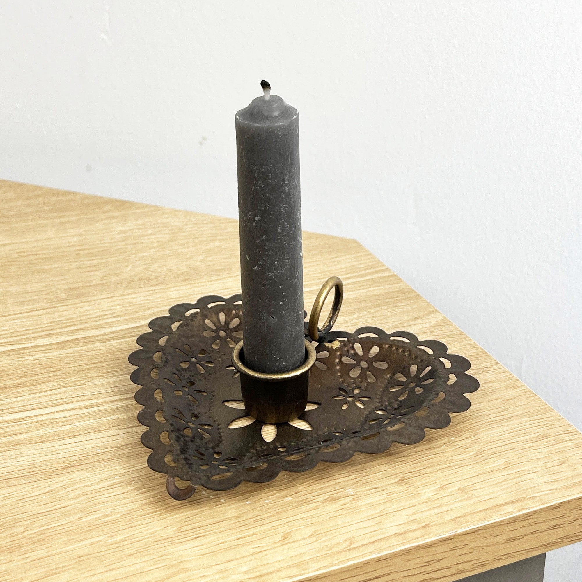 Set of 2 Floral Heart Heart Shaped Metal Candle Holders