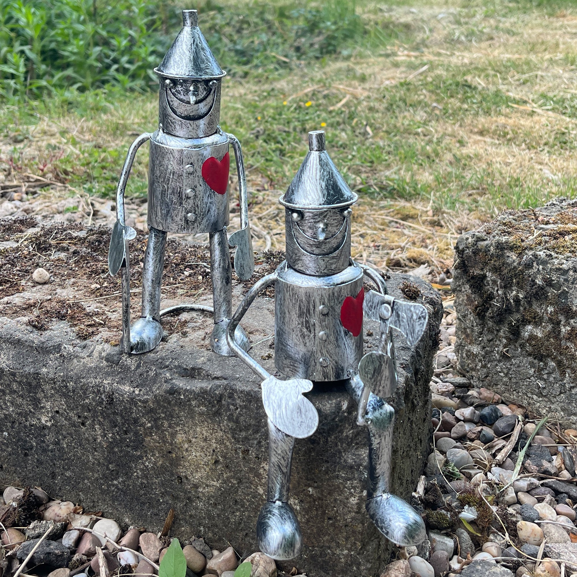 Set of 2 Tin Men Garden Ornaments - Metal