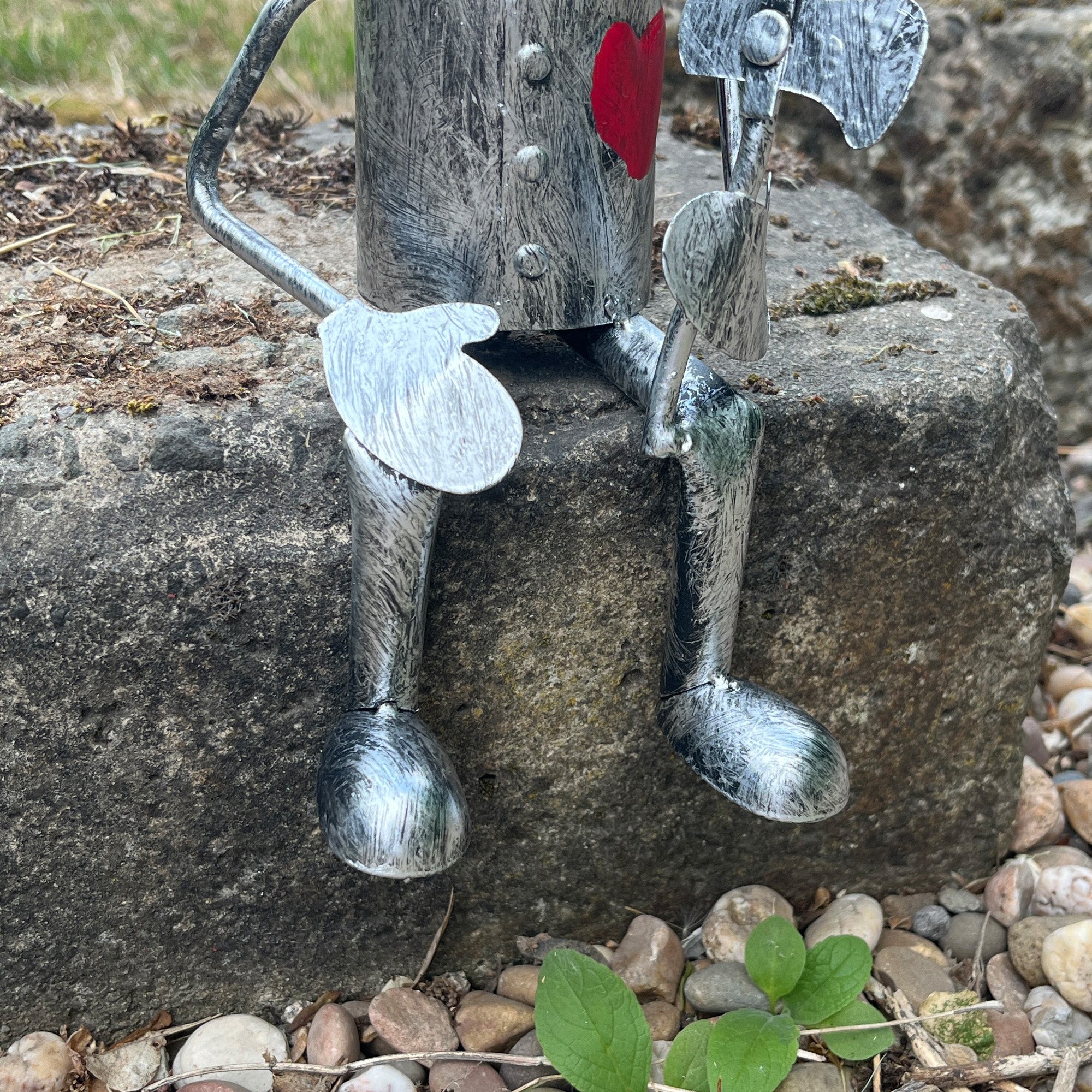Sitting Tin Man Garden Ornament - Metal