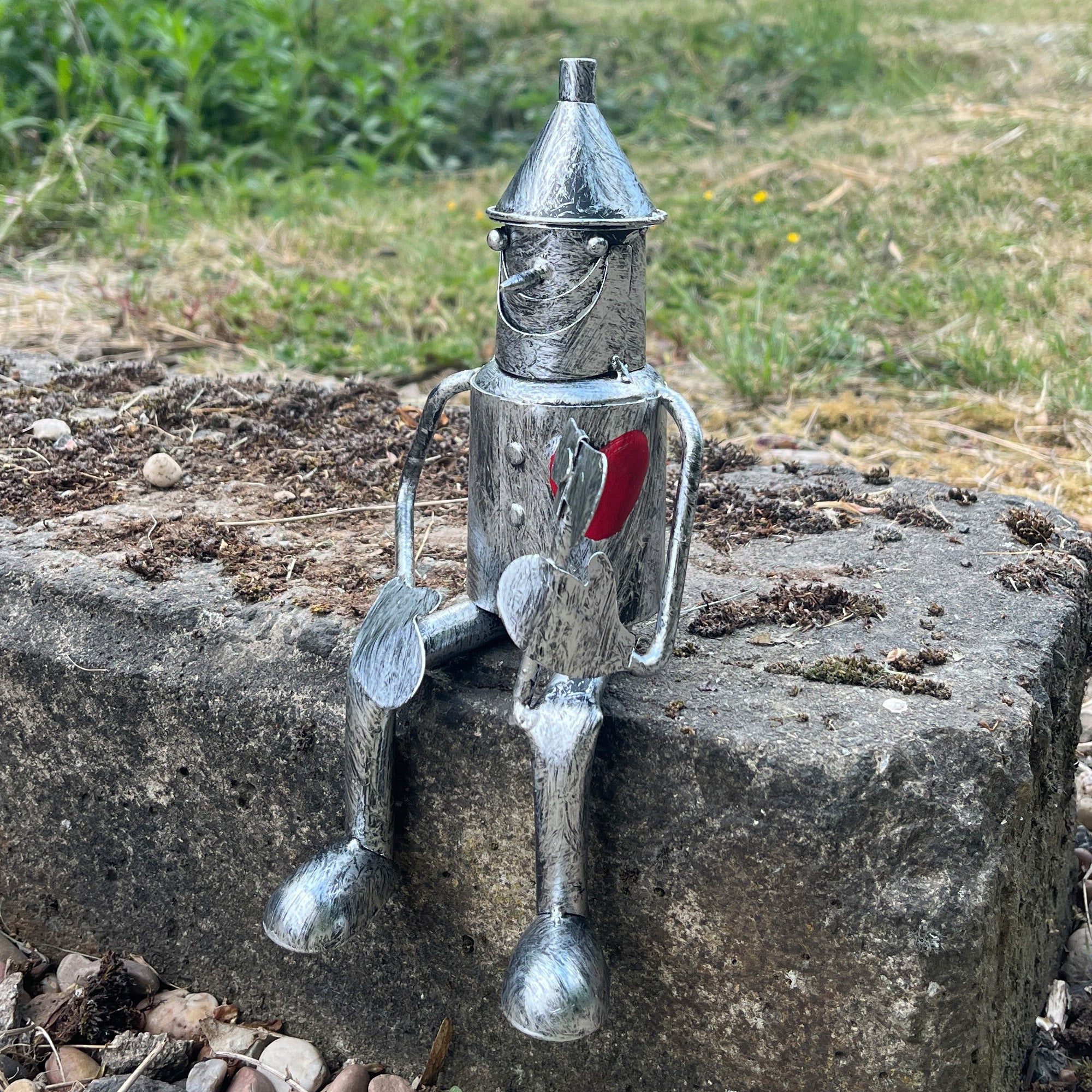 Sitting Tin Man Garden Ornament - Metal