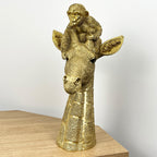 39.5cm Gold Giraffe & Monkey Ornament - Resin