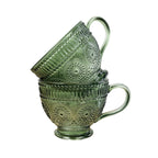 Set of 2 Vintage Style Glass Mugs – Green