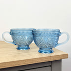 Set of 2 Vintage Style Glass Mugs – Blue