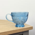 Set of 2 Vintage Style Glass Mugs – Blue