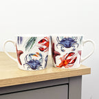 Set of 2 White Nautical 'Sea Creatures' Mugs
