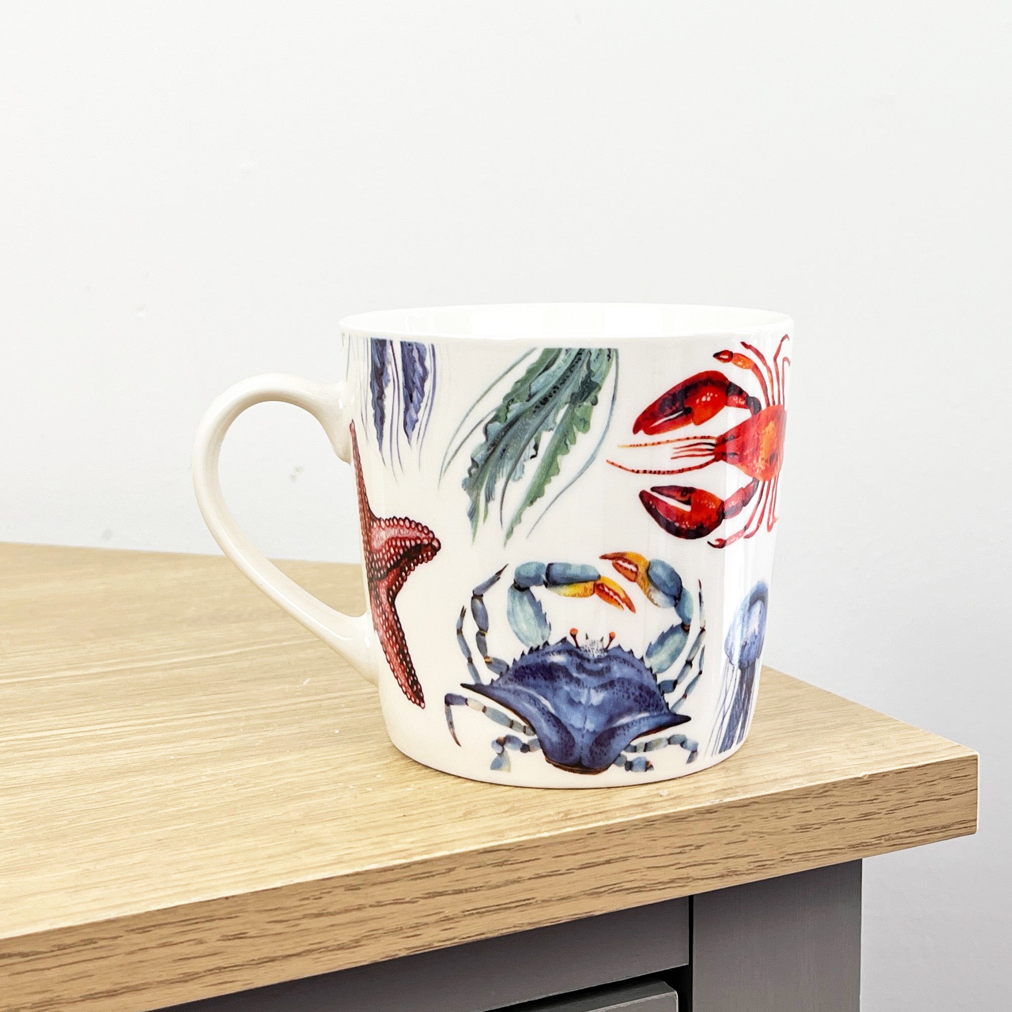 Set of 2 White Nautical 'Sea Creatures' Mugs