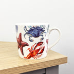 Set of 2 White Nautical 'Sea Creatures' Mugs