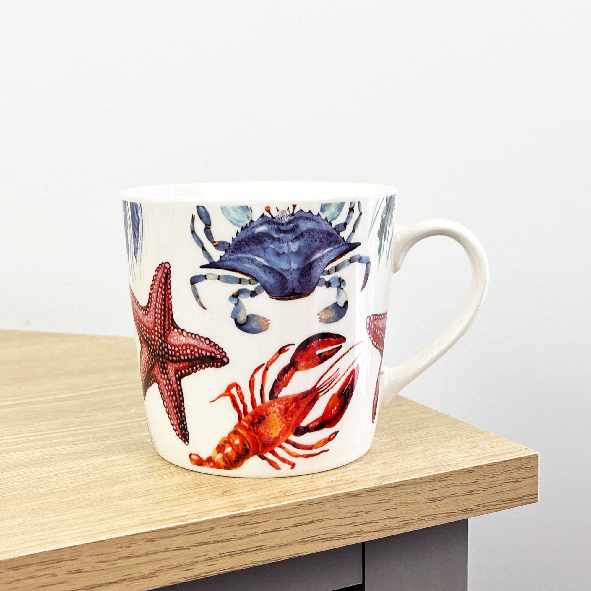 Set of 2 White Nautical 'Sea Creatures' Mugs