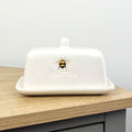 White Ceramic Bumble Bee Butter Dish with Lid
