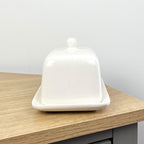 White Ceramic Bumble Bee Butter Dish with Lid
