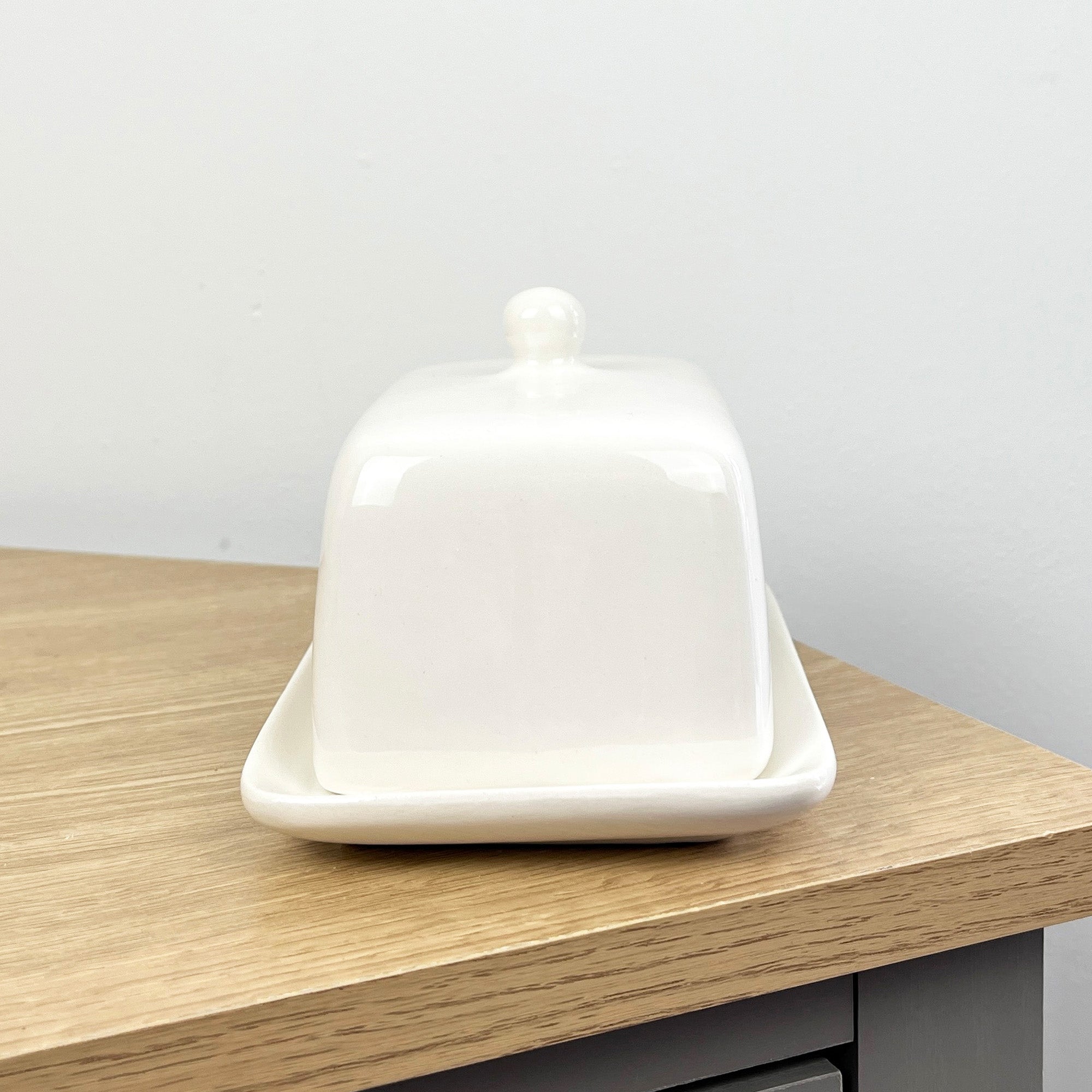 White Ceramic Bumble Bee Butter Dish with Lid