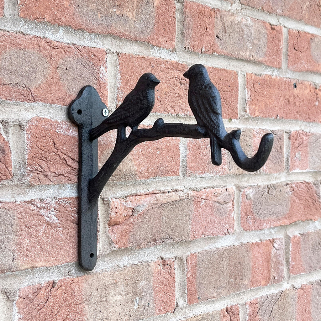 Birds Hanging Basket Wall Bracket Hook - Cast Iron