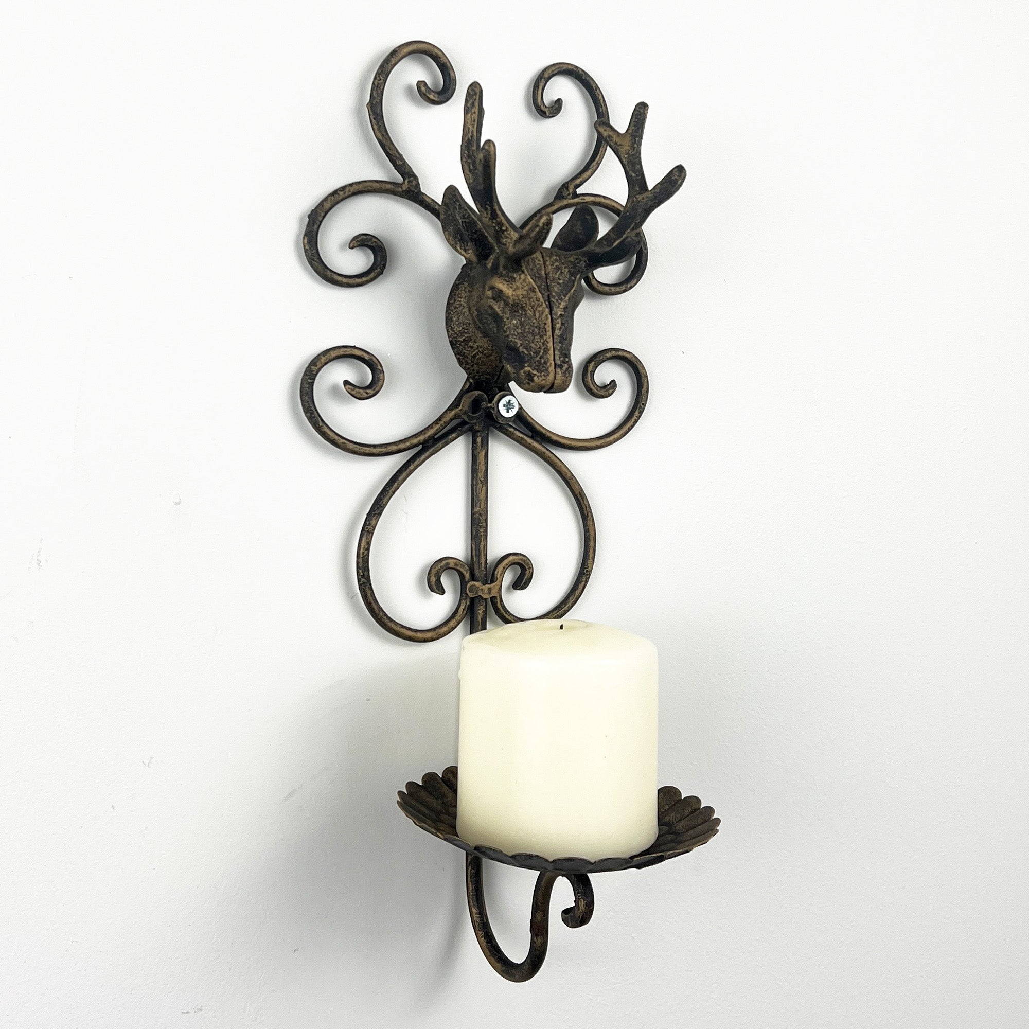 35cm Wall Mounted Stag Head Candle Holder – Metal
