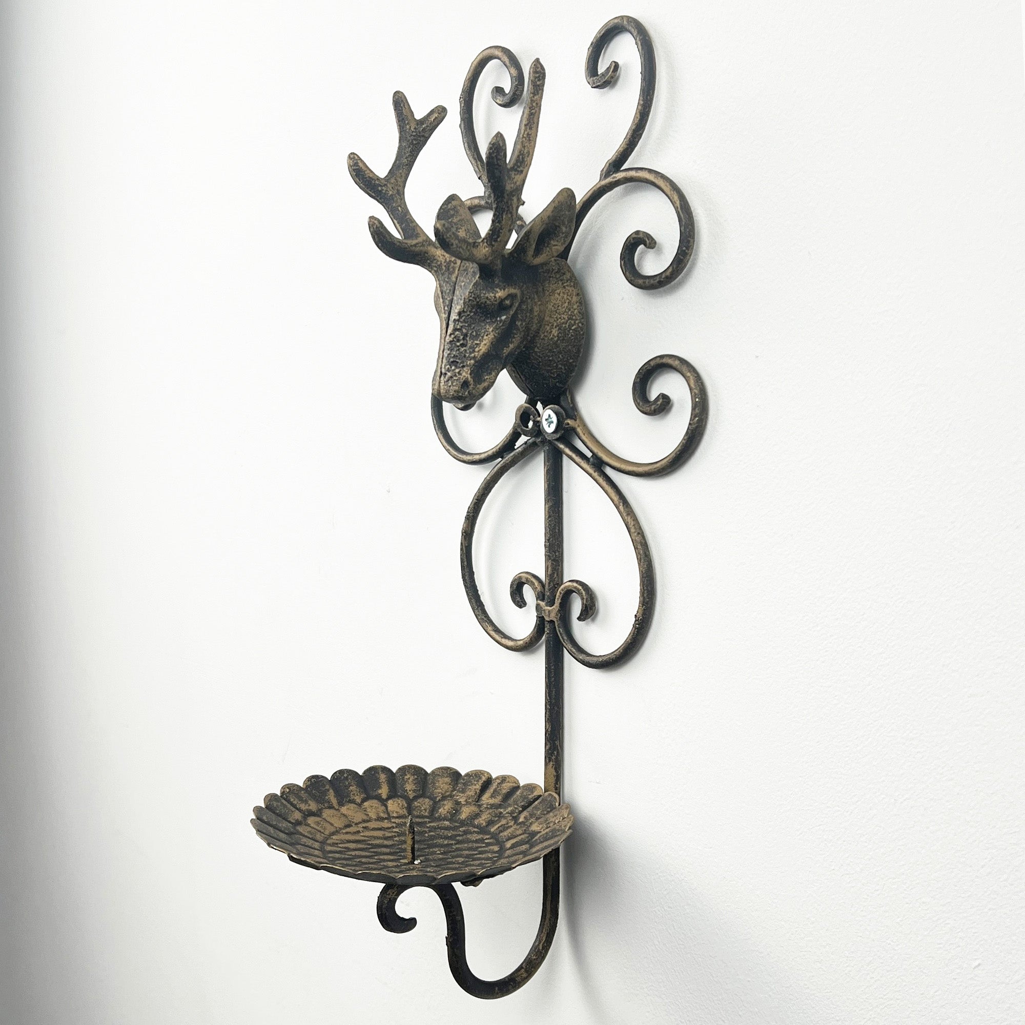 35cm Wall Mounted Stag Head Candle Holder – Metal