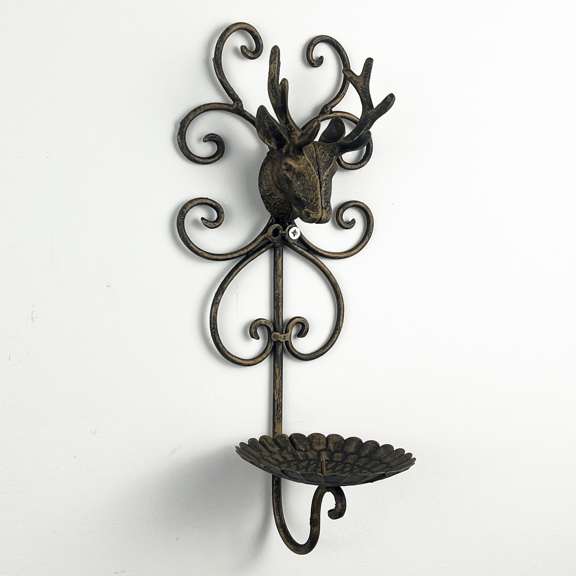 35cm Wall Mounted Stag Head Candle Holder – Metal