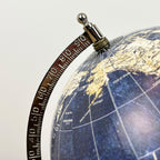 27cm Tall Rotating Globe Ornament - Blue & Silver