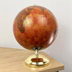 27cm Tall Rotating Globe Ornament - Terracotta & Gold
